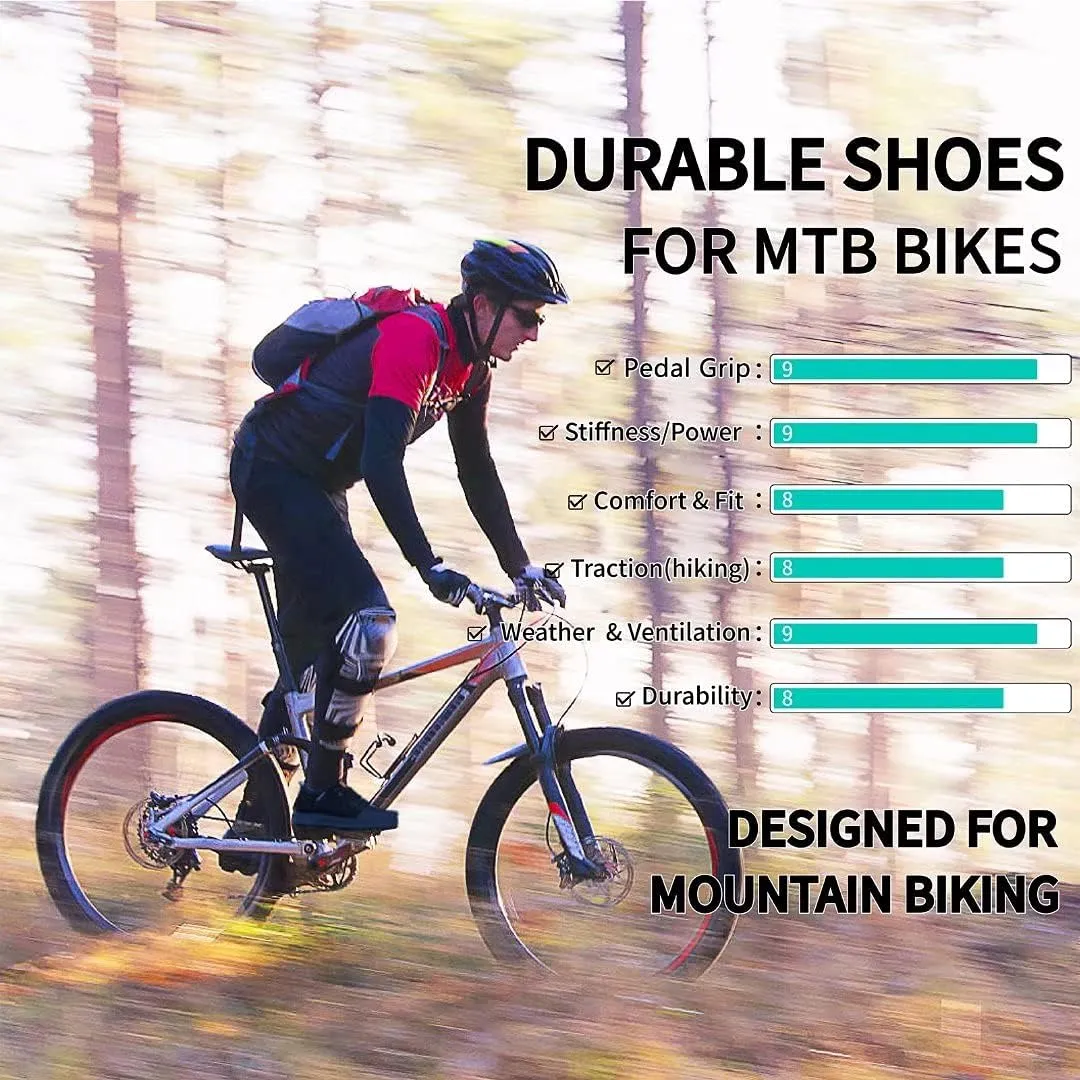 Mens MTB Mountain Bike Cycling Shoes for Flat Pedals,Suitable for Free Riding Mountain Biking D/H Enduro Cross Trail Commuter BMX,Black