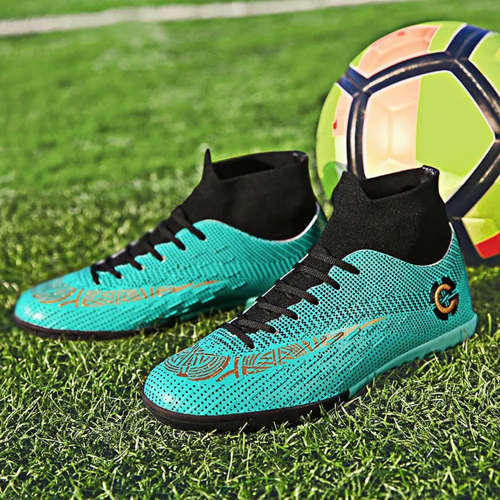 Mens Soccer Cleats Football Boots High-Top Outdoor/Indoor Training Athletic Sneaker