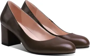 MOOMMO Women Classic Chunky Block Heel Suede Pumps Round Closed Toe Slip On 2" Low Thick Heels Dress Shoes Matte Patent Spring Fashion Office Ladies Work Pump Basic Shoe Elegant Wedding 4-11 M US