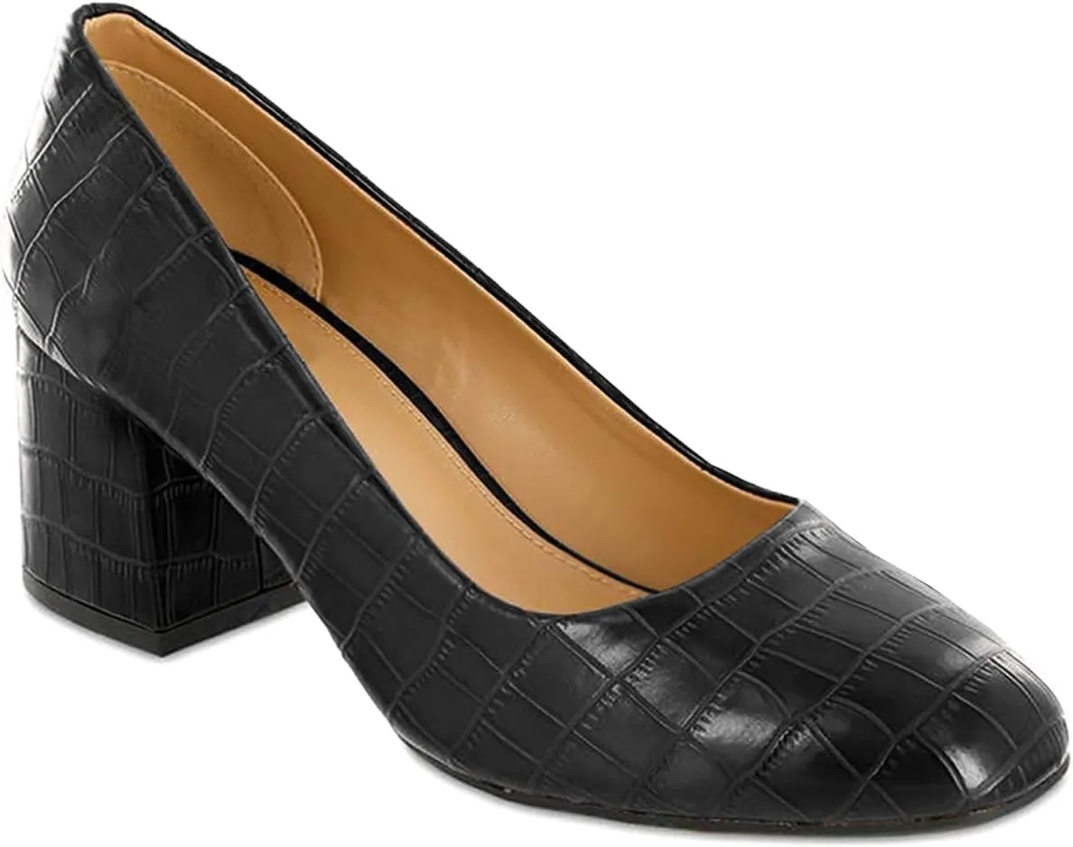 MOOMMO Women's Classic Chunky Block Heel Suede Pumps Round Closed Toe Slip On 2" Low Thick Heels Dress Shoes Matte Patent Leather Spring Fashion Office Work Pump Basic Shoe Elegant Wedding 4-11 M US