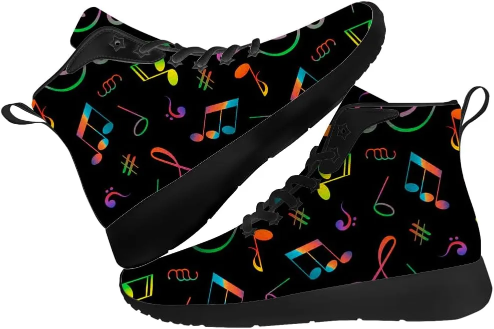Music Shoes for Women Men Music Note High Top Sneakers High Top Shoes Gifts for Men Women