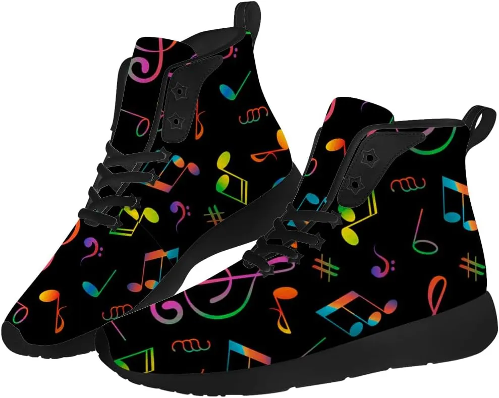Music Shoes for Women Men Music Note High Top Sneakers High Top Shoes Gifts for Men Women