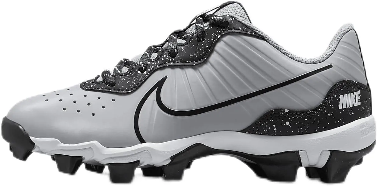 Nike Alpha Huarache 4 Keystone Little/Big Kids' Baseball Cleats (DJ6525-005, Wolf Grey/White/Dark Smoke Grey) Size 3