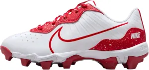 Nike Alpha Huarache 4 Keystone Little/Big Kids' Baseball Cleats (DJ6525-107, White/University Red) Size 12