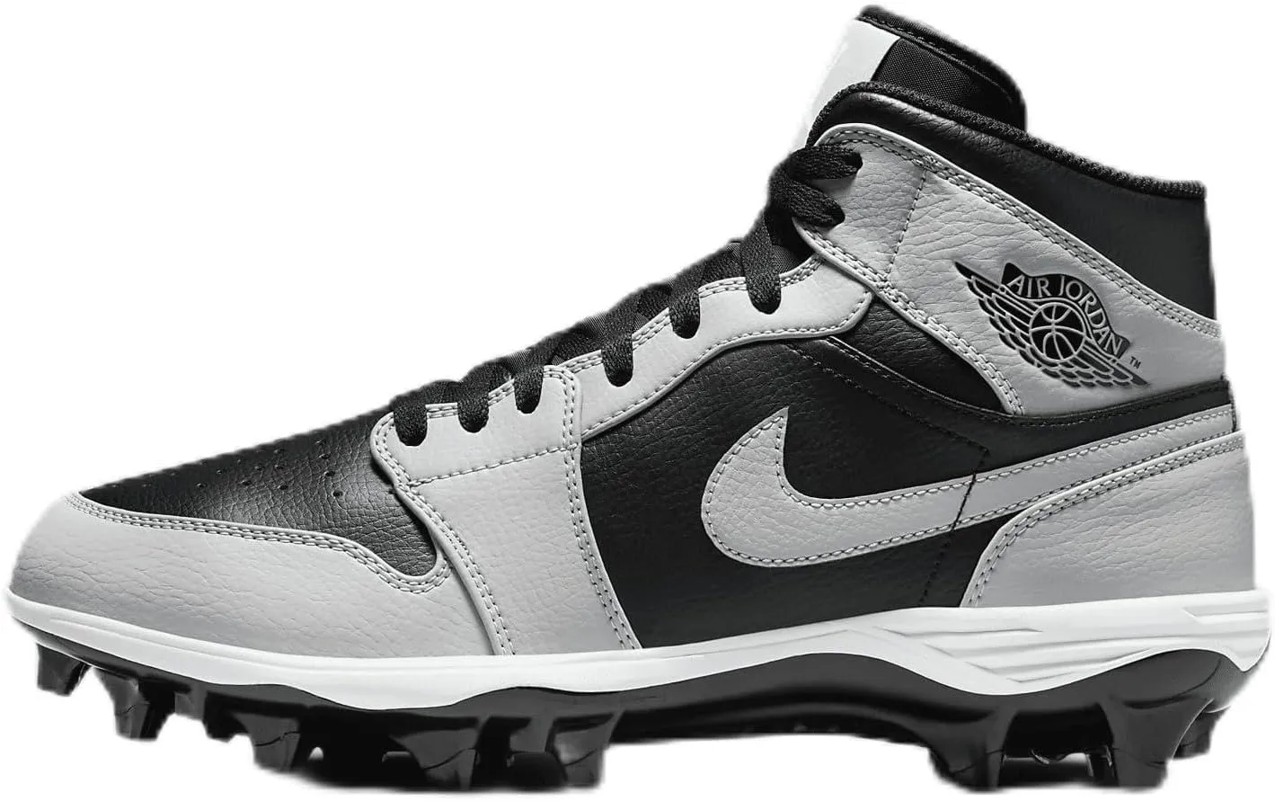 NIKE Jordan 1 Mid TD Men's Football Cleat (FJ6805-002, Black/Light Smoke Grey/Black/Light Smoke Grey) Size 11.5
