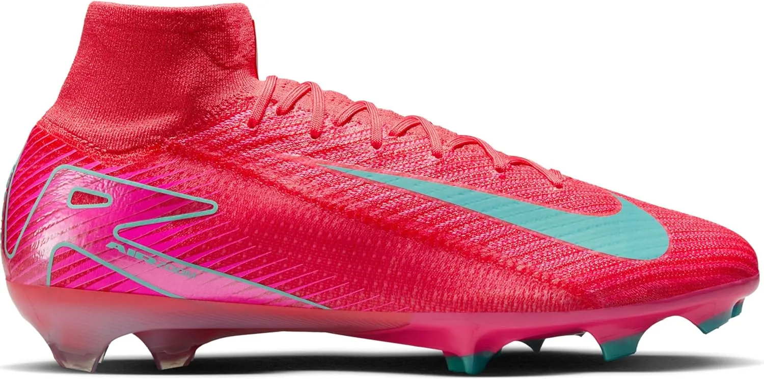 Nike Mercurial Superfly 10 Elite FG High-Top Soccer Cleats (FQ1454-800, Ember Glow/Aurora Green)