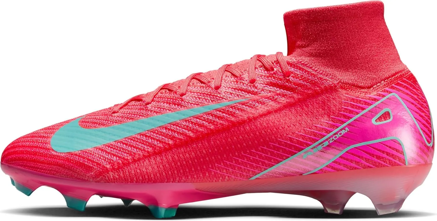Nike Mercurial Superfly 10 Elite FG High-Top Soccer Cleats (FQ1454-800, Ember Glow/Aurora Green)
