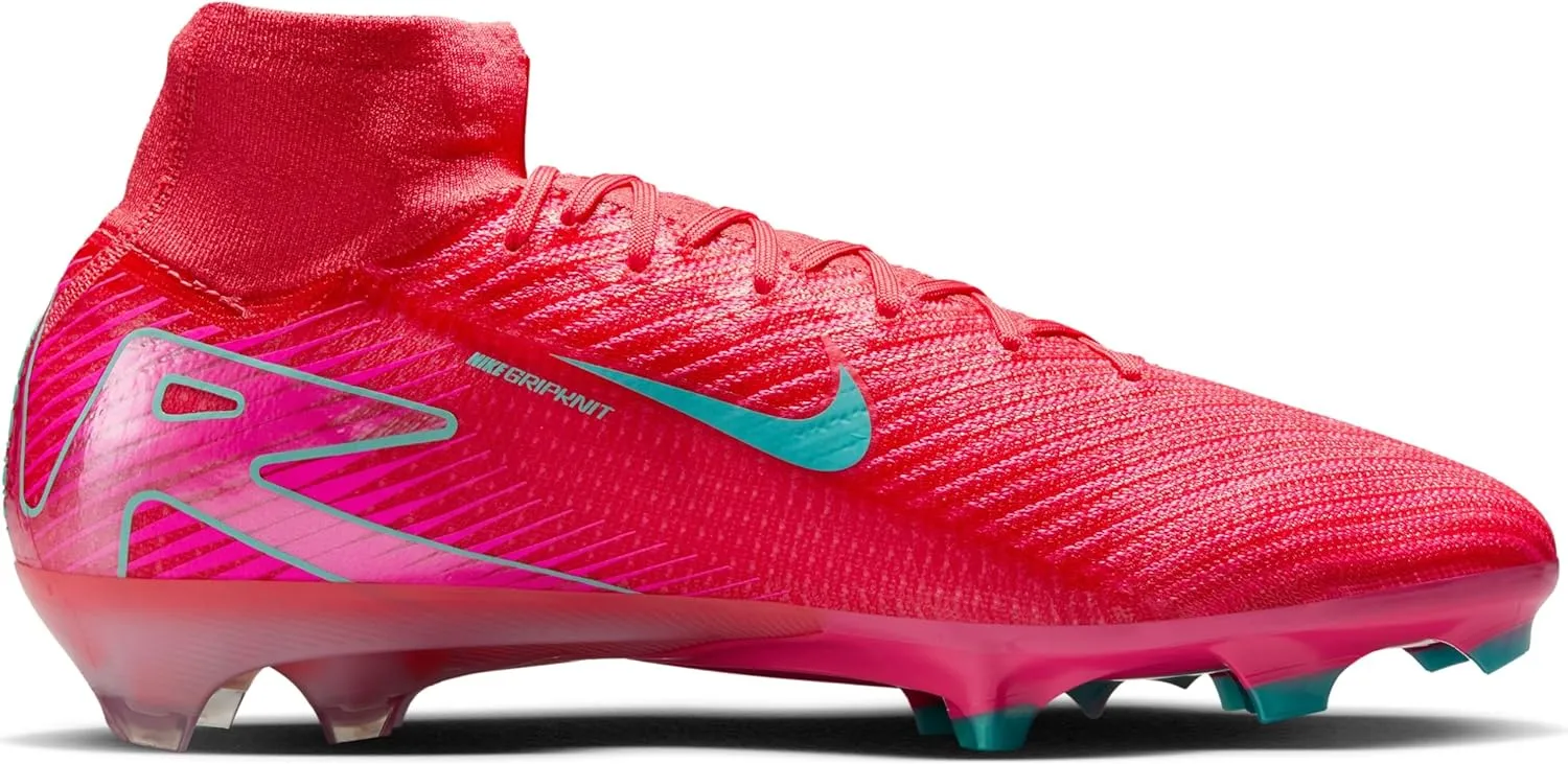 Nike Mercurial Superfly 10 Elite FG High-Top Soccer Cleats (FQ1454-800, Ember Glow/Aurora Green)