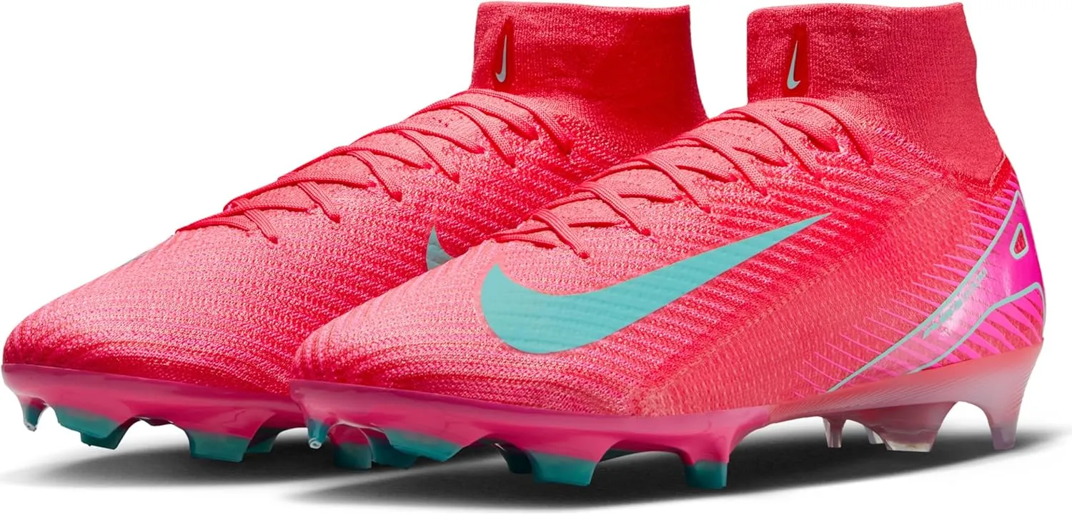 Nike Mercurial Superfly 10 Elite FG High-Top Soccer Cleats (FQ1454-800, Ember Glow/Aurora Green)