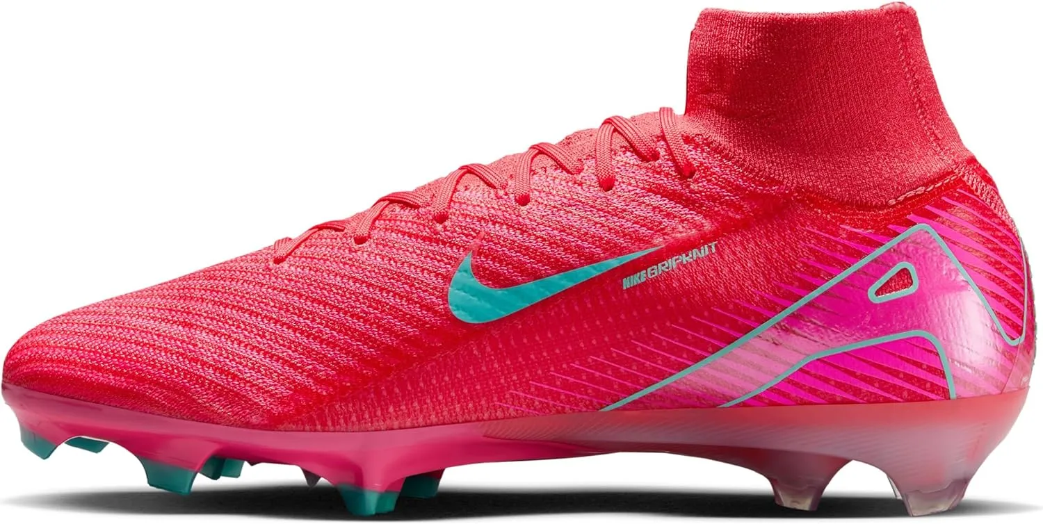 Nike Mercurial Superfly 10 Elite FG High-Top Soccer Cleats (FQ1454-800, Ember Glow/Aurora Green)
