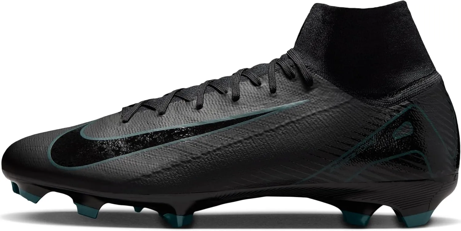 Nike Mercurial Superfly 10 Pro FG High-Top Soccer Cleats (HF9433-002, Black/Deep Jungle/Black) Size 5