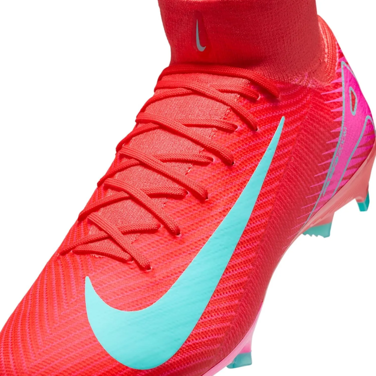 Nike Mercurial Superfly 10 Pro FG High-Top Soccer Cleats (HF9433-800, Ember Glow/Aurora Green)