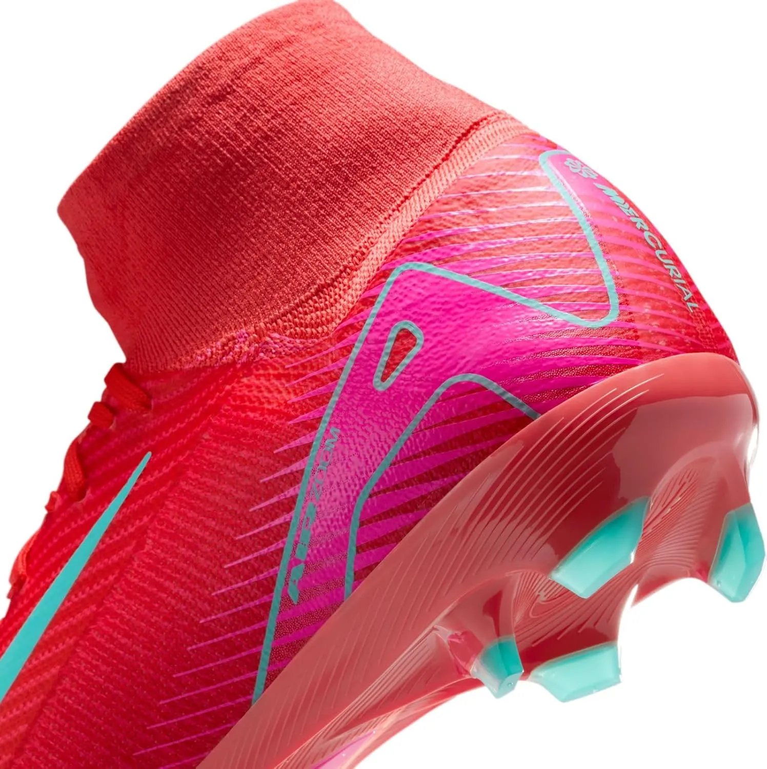 Nike Mercurial Superfly 10 Pro FG High-Top Soccer Cleats (HF9433-800, Ember Glow/Aurora Green)