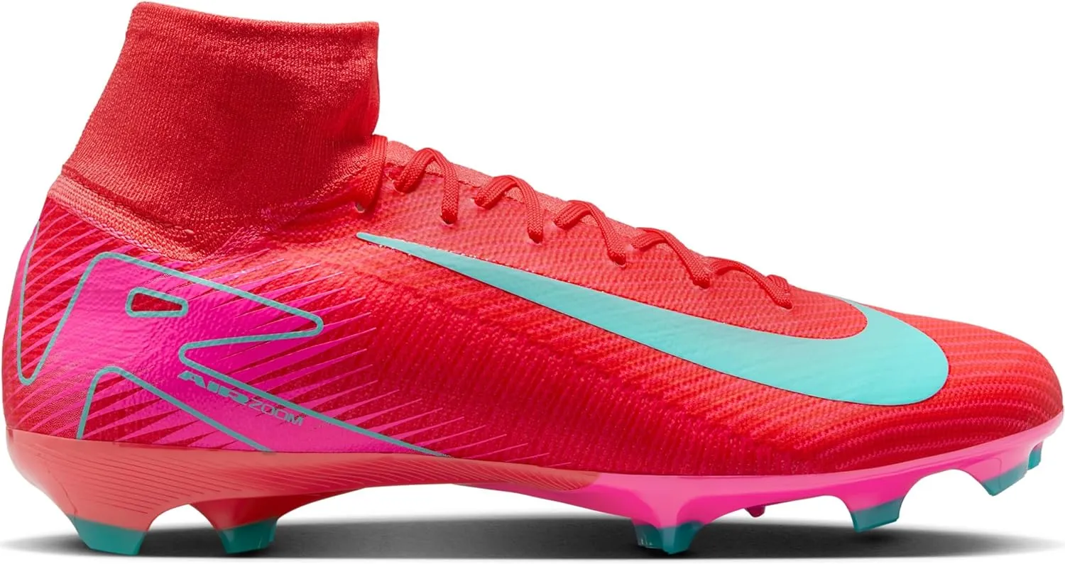 Nike Mercurial Superfly 10 Pro FG High-Top Soccer Cleats (HF9433-800, Ember Glow/Aurora Green)