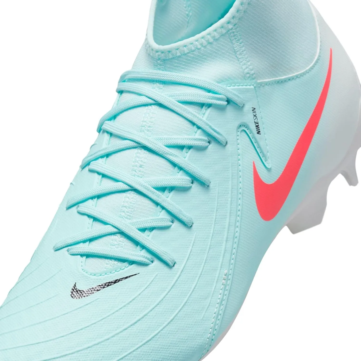 Nike Phantom Luna 2 Academy MG High-Top Soccer Cleats (FD6725-300, Mint/Off Noir/Atomic Red)