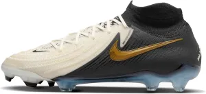 Nike Phantom Luna 2 Elite FG High-Top Soccer Cleats (FJ2572-100, White/Metallic Gold Coin/Black) Size 7.5