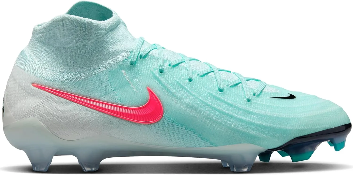 Nike Phantom Luna 2 Elite FG High-Top Soccer Cleats (FJ2572-300, Mint/Off Noir/Atomic Red)