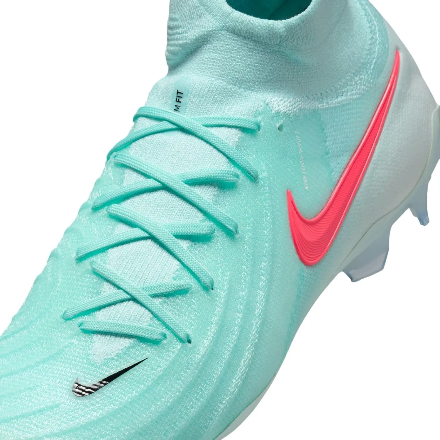Nike Phantom Luna 2 Elite FG High-Top Soccer Cleats (FJ2572-300, Mint/Off Noir/Atomic Red)