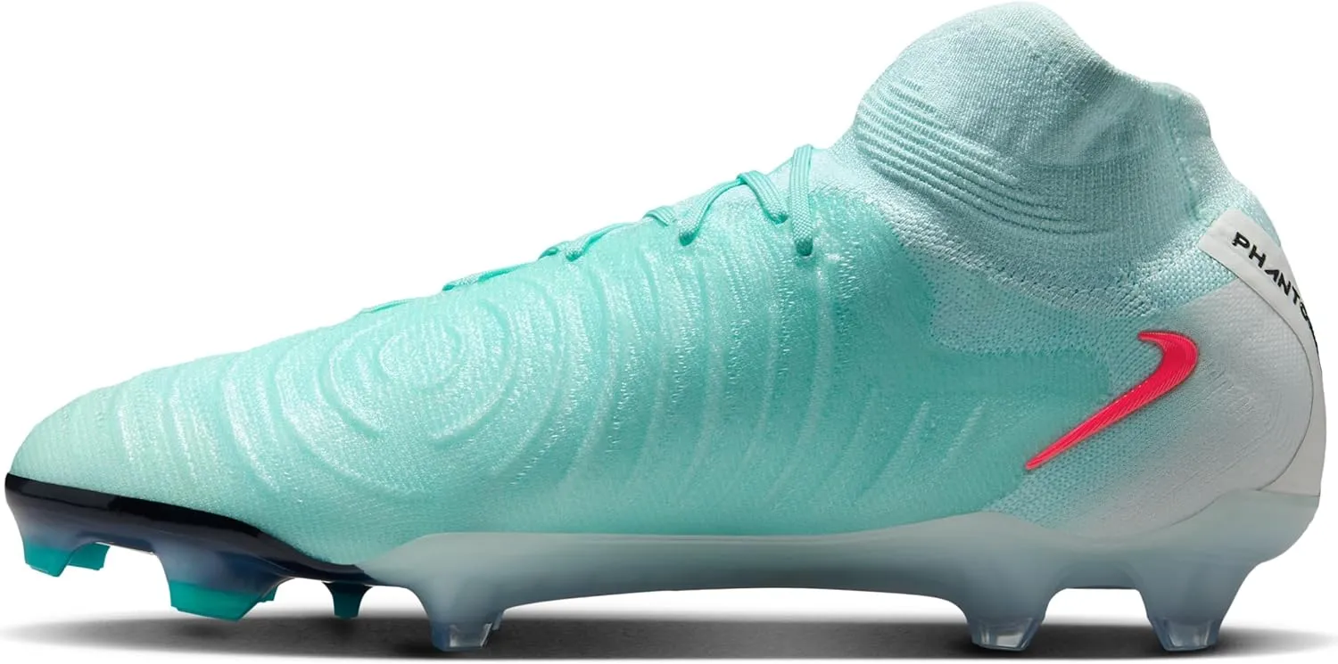 Nike Phantom Luna 2 Elite FG High-Top Soccer Cleats (FJ2572-300, Mint/Off Noir/Atomic Red)