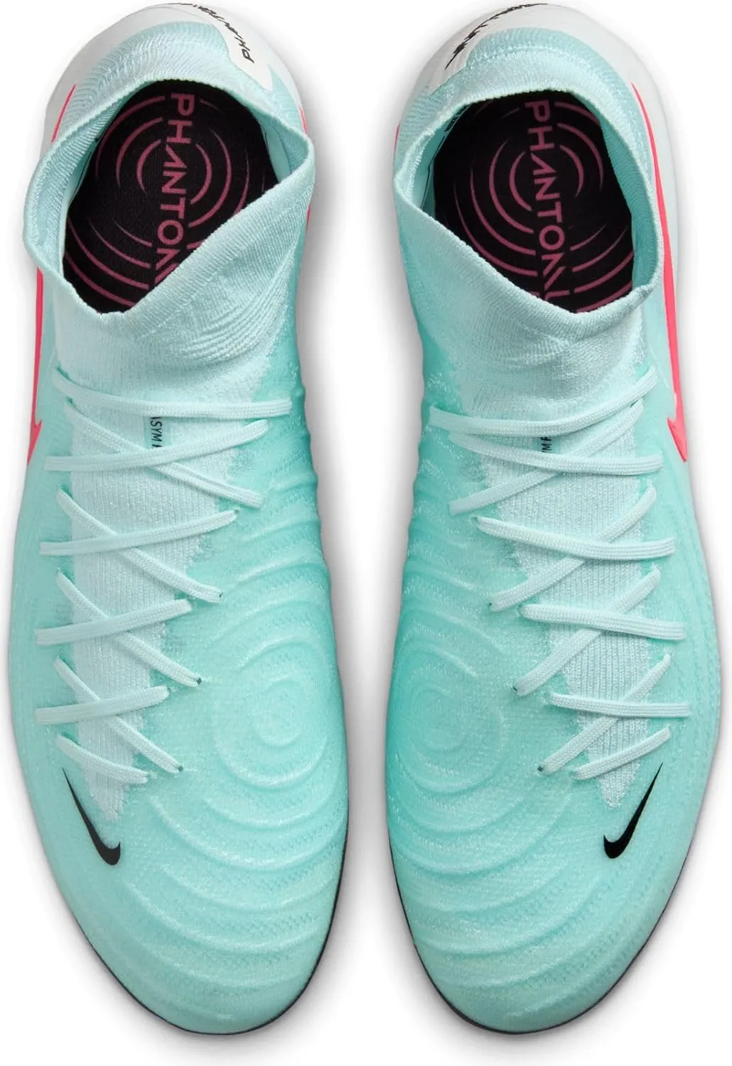 Nike Phantom Luna 2 Elite FG High-Top Soccer Cleats (FJ2572-300, Mint/Off Noir/Atomic Red)