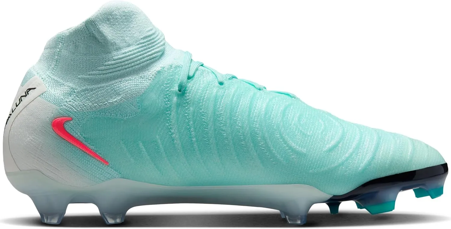 Nike Phantom Luna 2 Elite FG High-Top Soccer Cleats (FJ2572-300, Mint/Off Noir/Atomic Red)