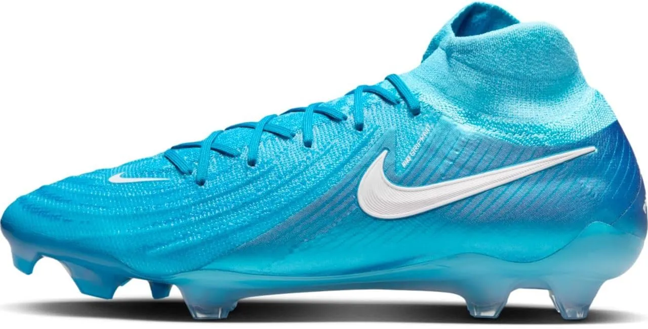 Nike Phantom Luna 2 Elite FG High-Top Soccer Cleats (FJ2572-400, Blue Fury/White) Size 9
