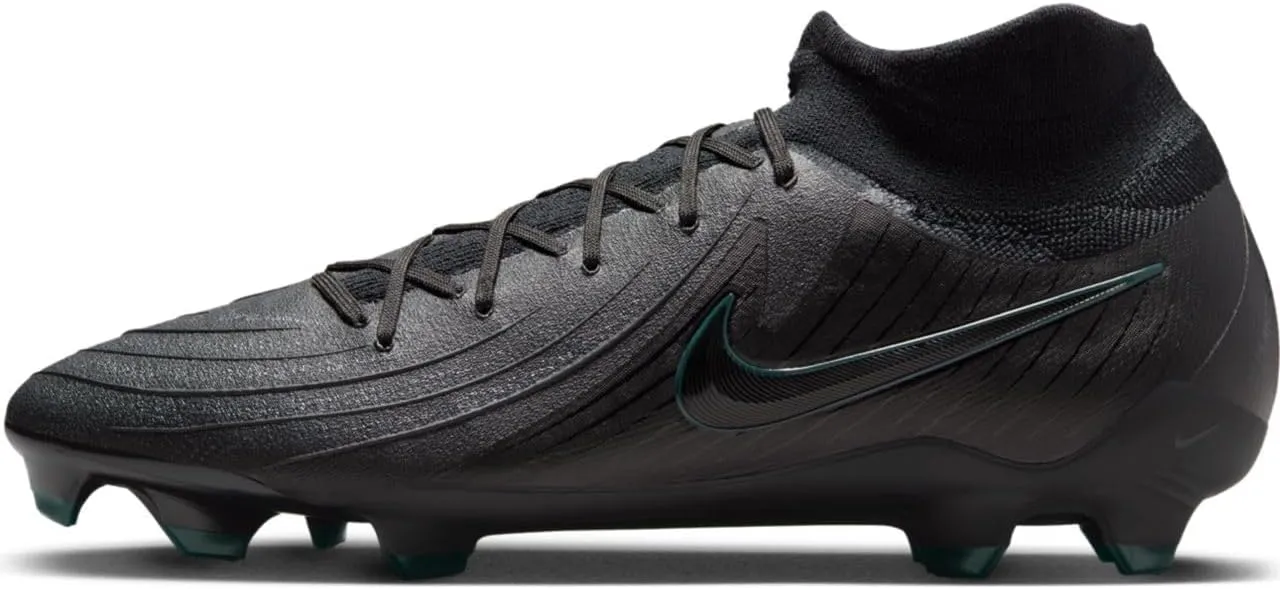 Nike Phantom Luna 2 Pro FG High-Top Soccer Cleats (FJ2575-002, Black/Deep Jungle/Black) Size 10