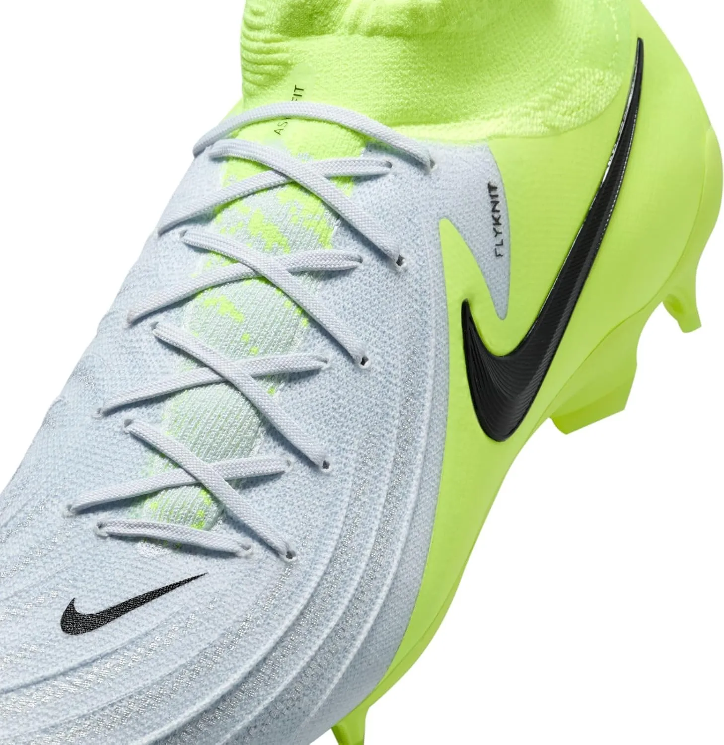 Nike Phantom Luna 2 Pro FG High-Top Soccer Cleats (FJ2575-003, Metallic Silver/Volt/Black)