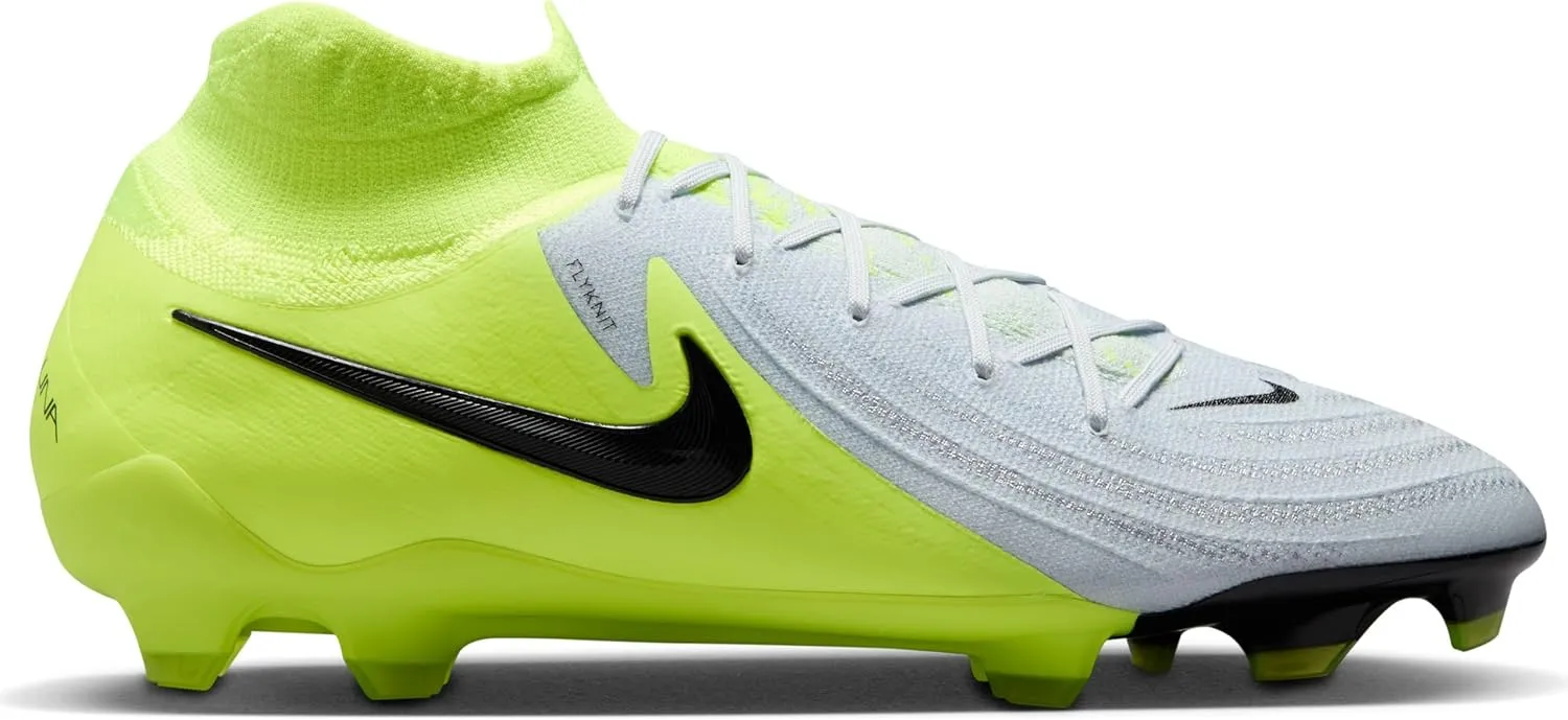 Nike Phantom Luna 2 Pro FG High-Top Soccer Cleats (FJ2575-003, Metallic Silver/Volt/Black)