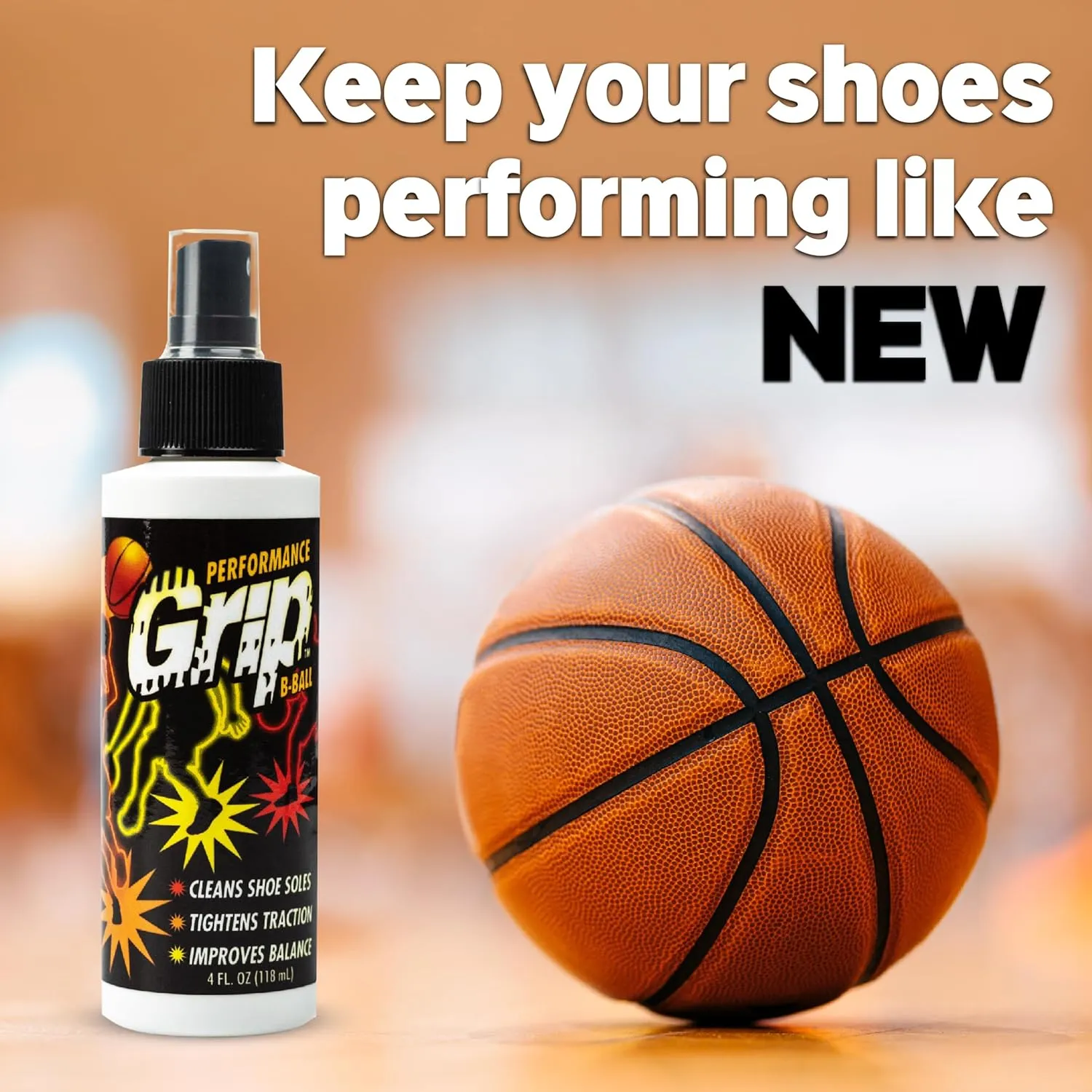 Performance Grip Spray for Basketball Shoes – Shoe Sole Protector Boosts Traction, Cleans & Refreshes Shoe Soles – Shoe Cleaner for Sport Shoes (4 Oz)