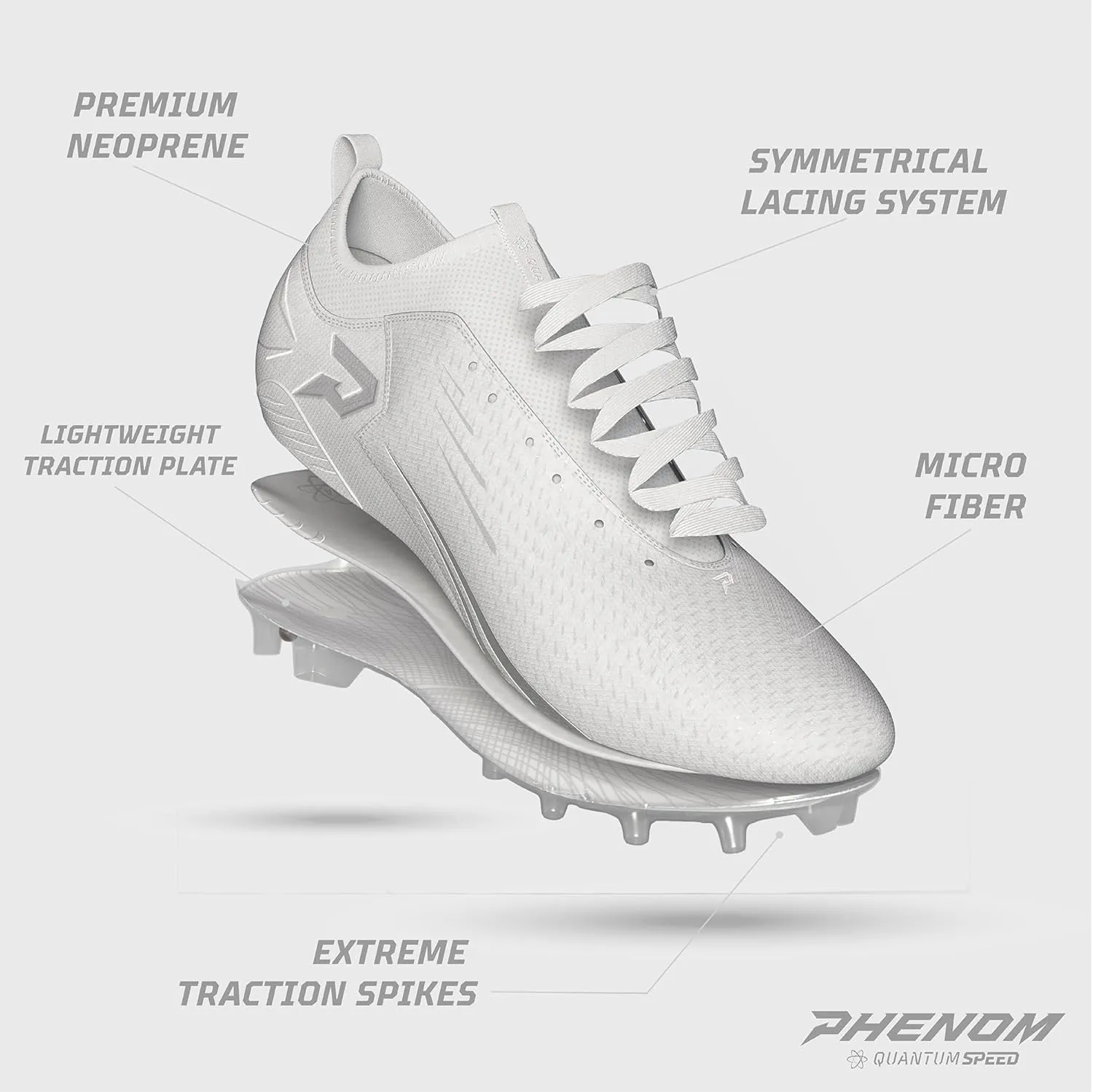 Phenom Elite Quantum Speed Football Cleats – Lightweight Speed Cleats for Men with Traction Plate – Performance Cleats for Football, Lacrosse & Rugby