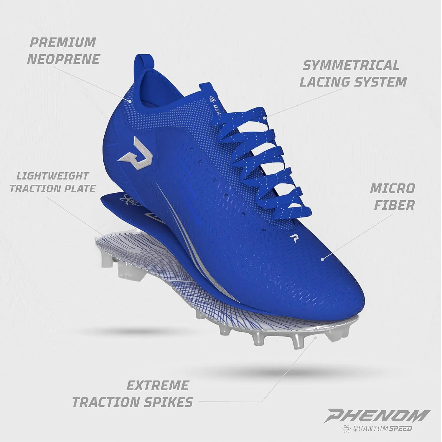 Phenom Elite Quantum Speed Football Cleats – Lightweight Speed Cleats for Men with Traction Plate – Performance Cleats for Football, Lacrosse & Rugby