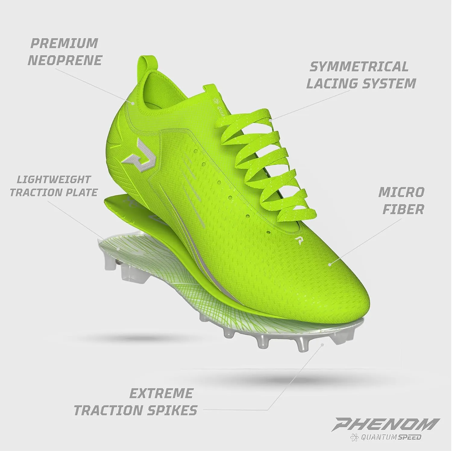 Phenom Elite Quantum Speed Football Cleats – Lightweight Speed Cleats for Men with Traction Plate – Performance Cleats for Football, Lacrosse & Rugby