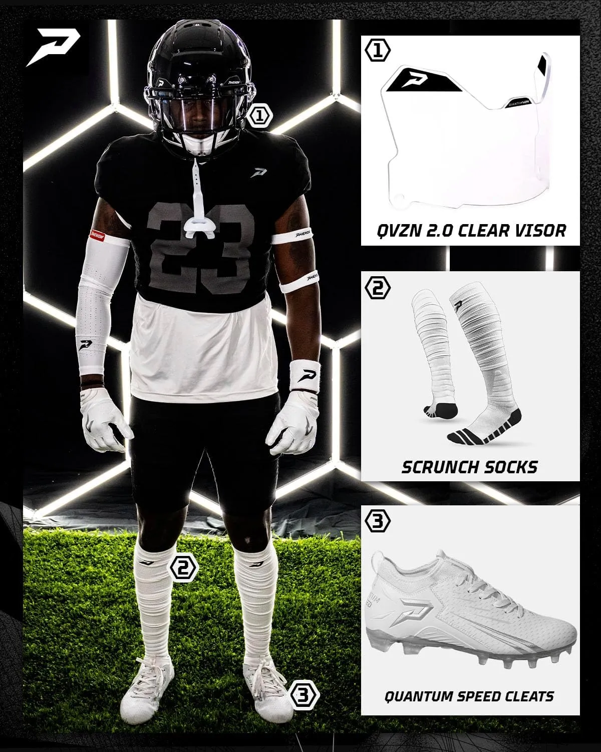 Phenom Elite Quantum Speed Football Cleats – Lightweight Speed Cleats for Men with Traction Plate – Performance Cleats for Football, Lacrosse & Rugby