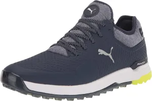 PUMA Men's Proadapt Alphacat Golf Shoe, Peacoat Silver-Safety Yellow, 13