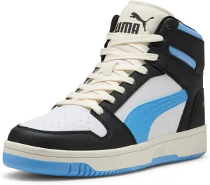 PUMA Men's Rebound Layup Mid Shoes Sneaker, Black-Team Light Blue-Frosted Ivory, 12