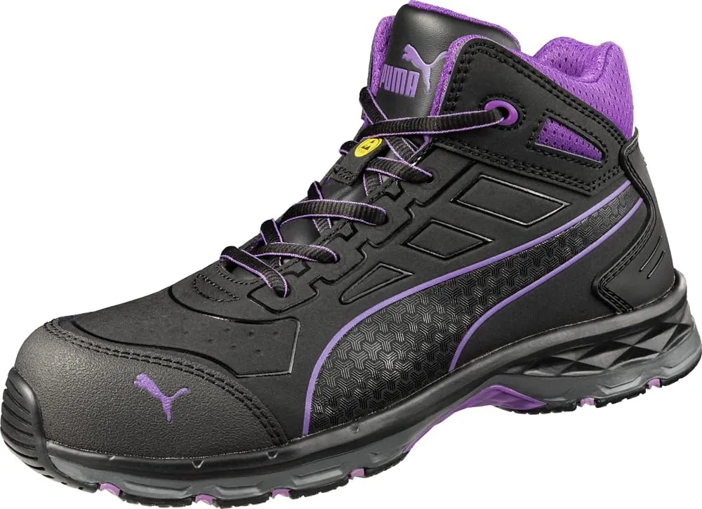 PUMA Women's Stepper Mid Industrial Shoe, Black-Purple, 11