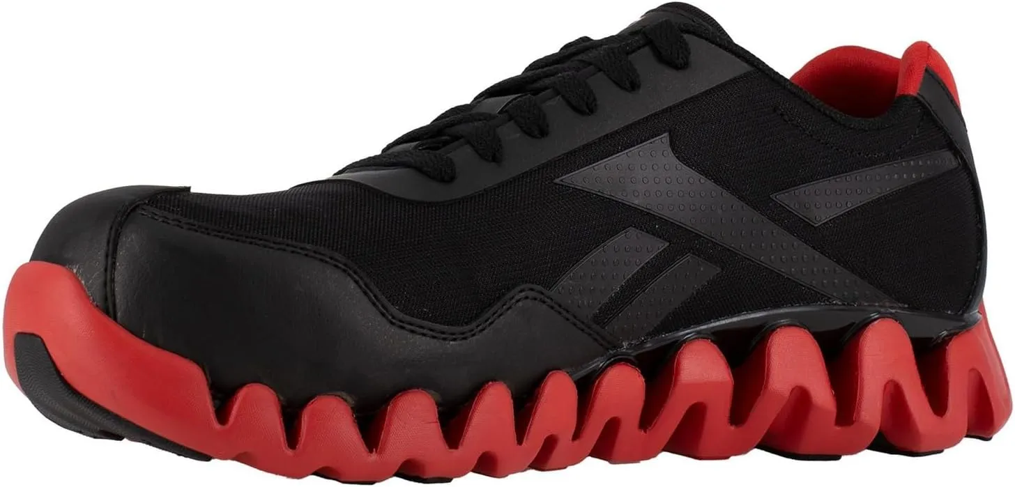 Reebok Men's Rb3016 Zig Pulse Work Safety Composite Toe Shoe Black and Red