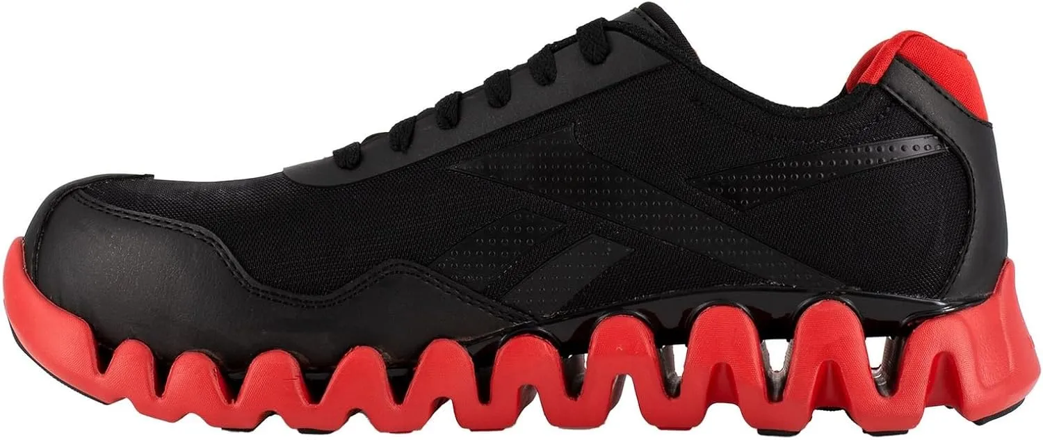 Reebok Men's Rb3016 Zig Pulse Work Safety Composite Toe Shoe Black and Red