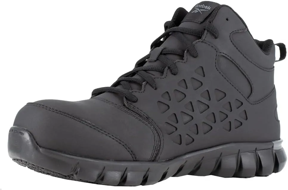 Reebok Men's Rb4060 Sublite Cushion Work Safety Athletic Mid Cut Composite Toe Shoe Black and Gray