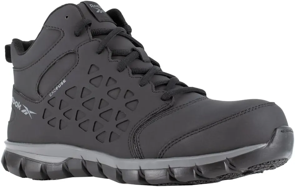 Reebok Men's Rb4060 Sublite Cushion Work Safety Athletic Mid Cut Composite Toe Shoe Black and Gray