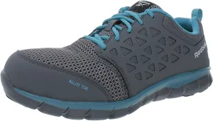 Reebok Work Women's RB044 Sublite Cushion Athletic Work Shoe Blue and Grey Alloy Toe Safety