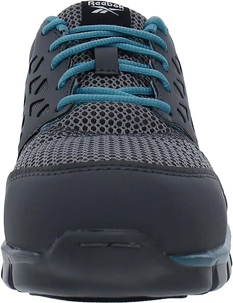 Reebok Work Women's RB044 Sublite Cushion Athletic Work Shoe Blue and Grey Alloy Toe Safety