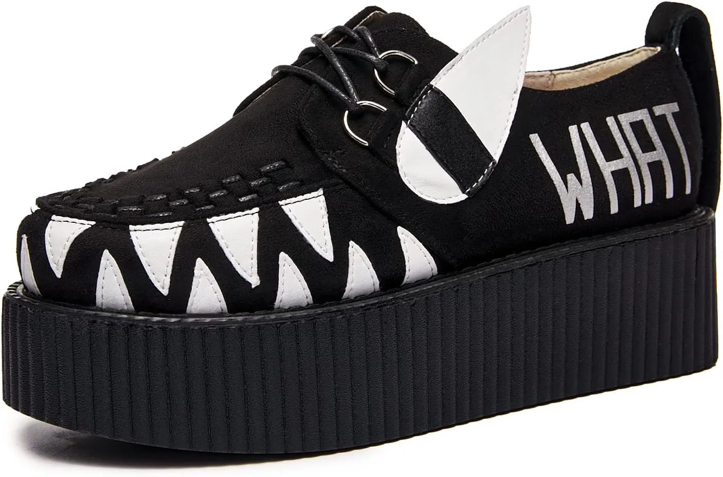 RoseG Women's Handmade Suede Lace Up Flat Platform Creepers Shoe