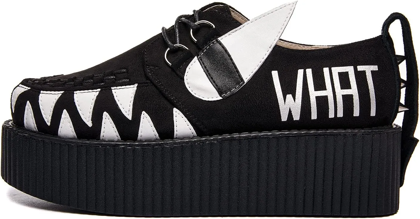 RoseG Women's Handmade Suede Lace Up Flat Platform Creepers Shoe