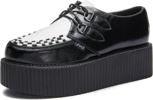 RoseG Women's Handmade Suede Lace Up Flat Platform Creepers Shoe