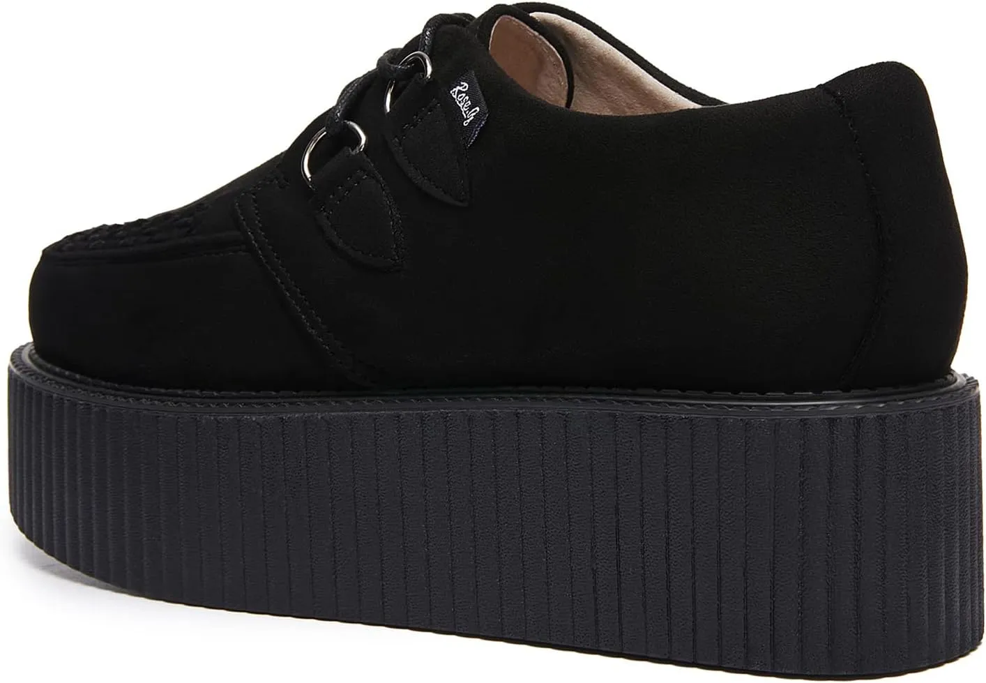 RoseG Women's Handmade Suede Lace Up Flat Platform Creepers Shoe