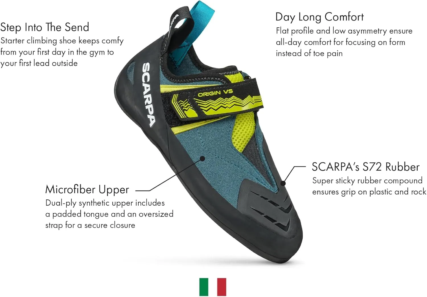 SCARPA Men's Origin VS Rock Climbing Shoes for Gym Bouldering & Sport Climbing