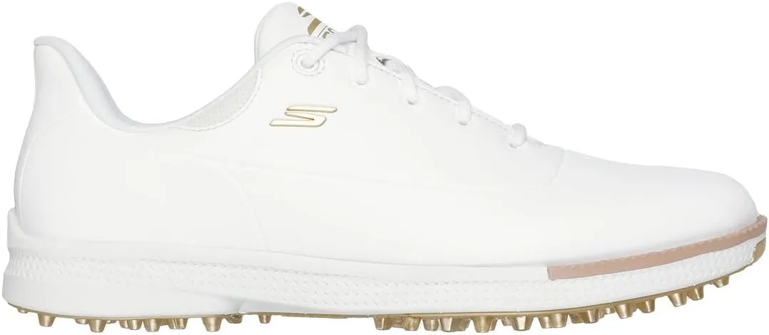 Skechers Golf Women's Jasmine Waterproof Golf Shoe Sneaker, White/Gold Spikeless, 8.5