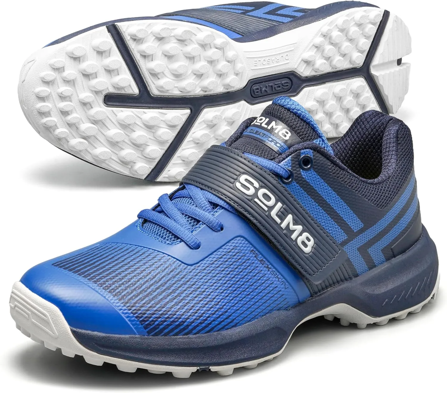SOLM8 S8 Cricket Shoes - Rubber Spikes Professional Cleats for Outdoor Turf and Field Sports Gel Cushioned Insole